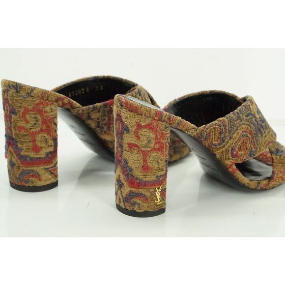SAINT LAURENT Loulou Tapestry Slide Mules Sandals Sz 36 NIB YSL $895 - Picture 5 of 10